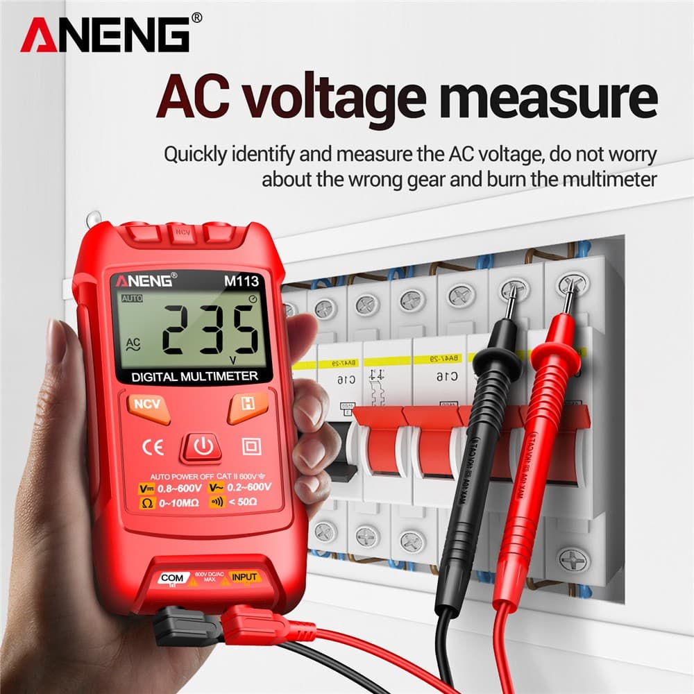 ANENG M113 Multímetro Digital Faixa Automática NCV Identificação Volt Res Buzzer Dados Segurar 1999 Contagens Ferramenta