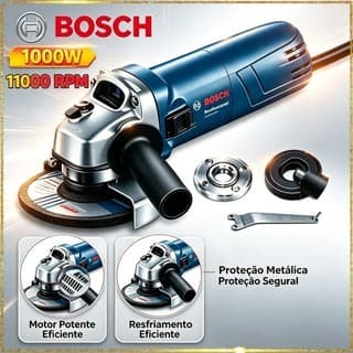 Esmerilhadeira Angular Bosch GWS6-100 1000W lixadeira 4.1/2 Pol, Potente e Versátil para Cortar e Desbastar Metais