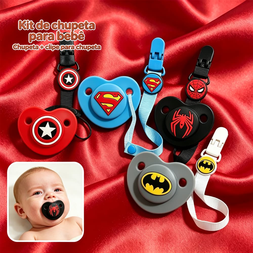 Presente de Halloween para bebê: conjunto de chupeta de Silicone (chupeta + clipe de chupeta)