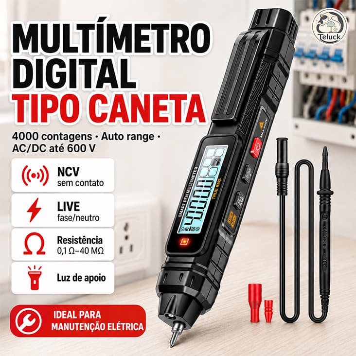 Multímetro Digital Tipo Caneta 4000 Contagens 600V AC/DC NCV Live Resistência 40MΩ