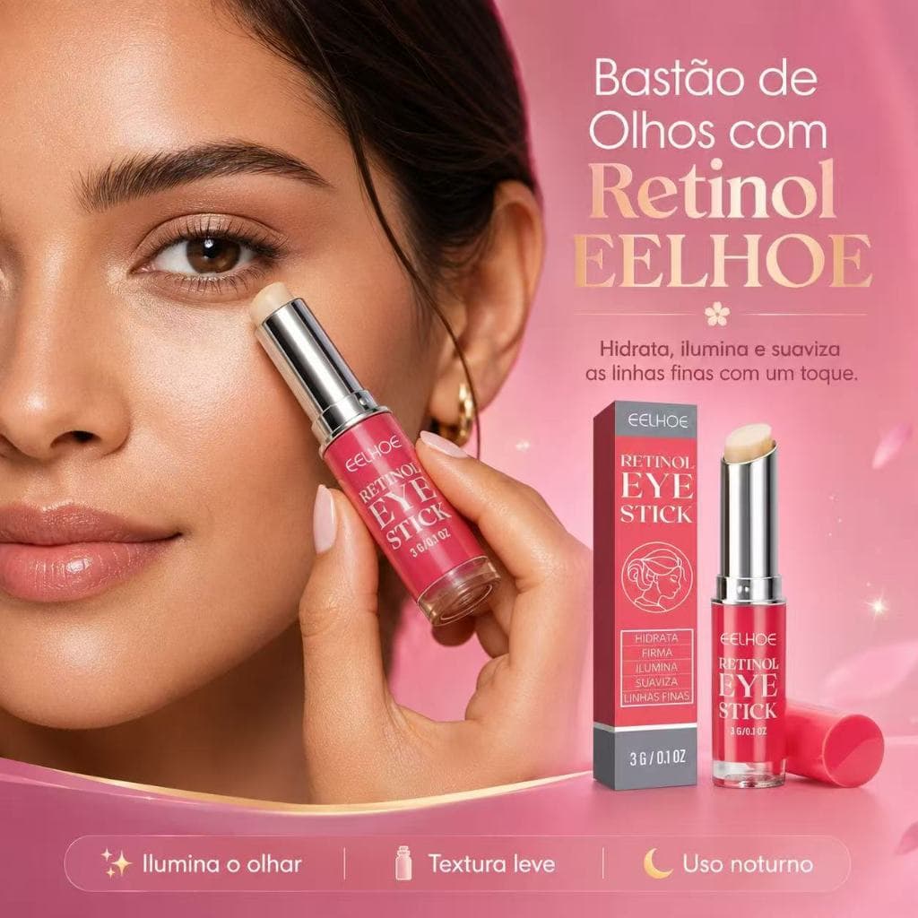 Retinol Eye Stick para Olhos | Bastão de Creme para Área dos Olhos Hidratante | Cuidados Faciais Feminino Anti Idade