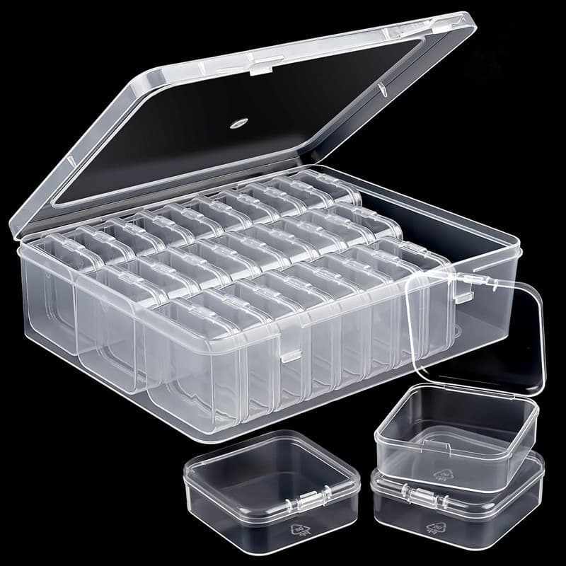 Large Transparent Organizer Box with 30 Small Boxes | Storage for Jewelry, Beads, Screws, and Gems