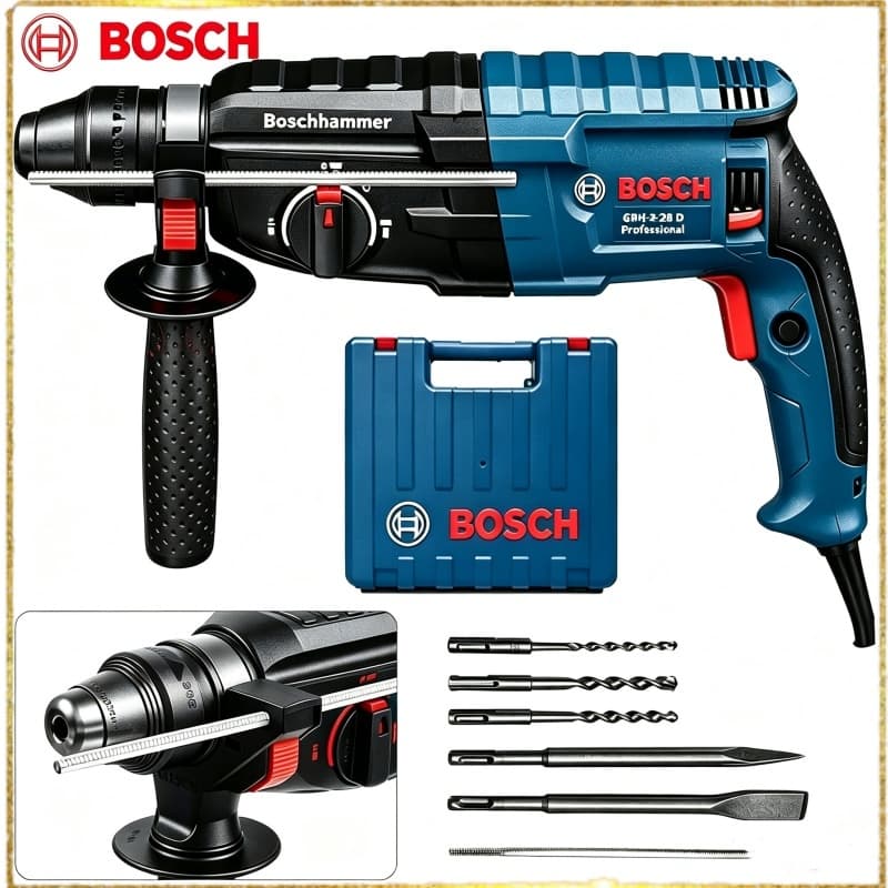 martelete rompedor bosch profissional 1500w de alta potência furadeira de impacto caixa de ferramentas completa