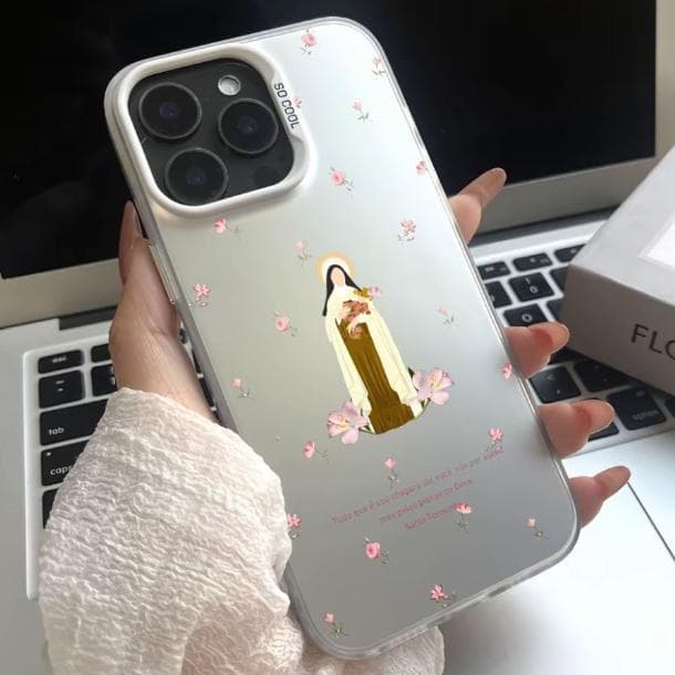 Capinha para iPhone 17/16/15 Pro Max capa celular silicone fosco estampa figura e flores estilo suave anti arranhão