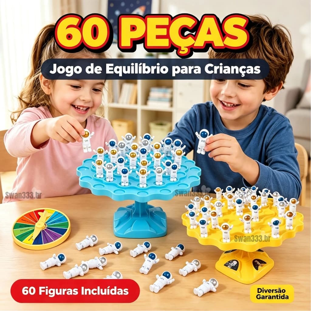Jogo de Mesa Tabuleiro Equilíbrio Astronauta Infantil Espacial 60 Peças Puzzle Tabuleiro om Roleta Brinquedo Educativo