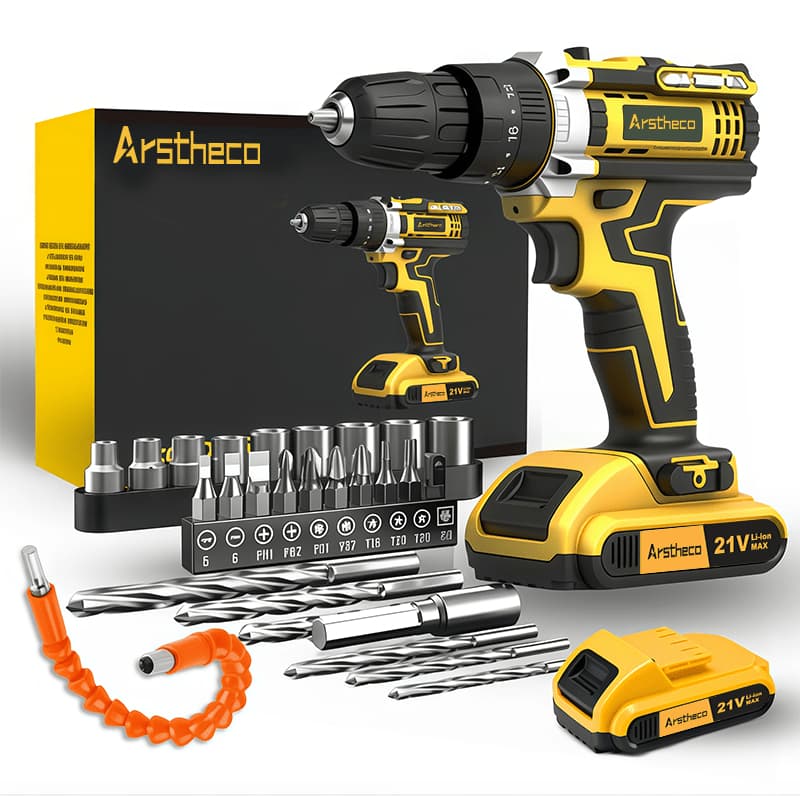 Parafusadeira Furadeira be Impacto Kit incluindo 1 ou 2 Baterias 12/21V 3/8" Com Acessórios