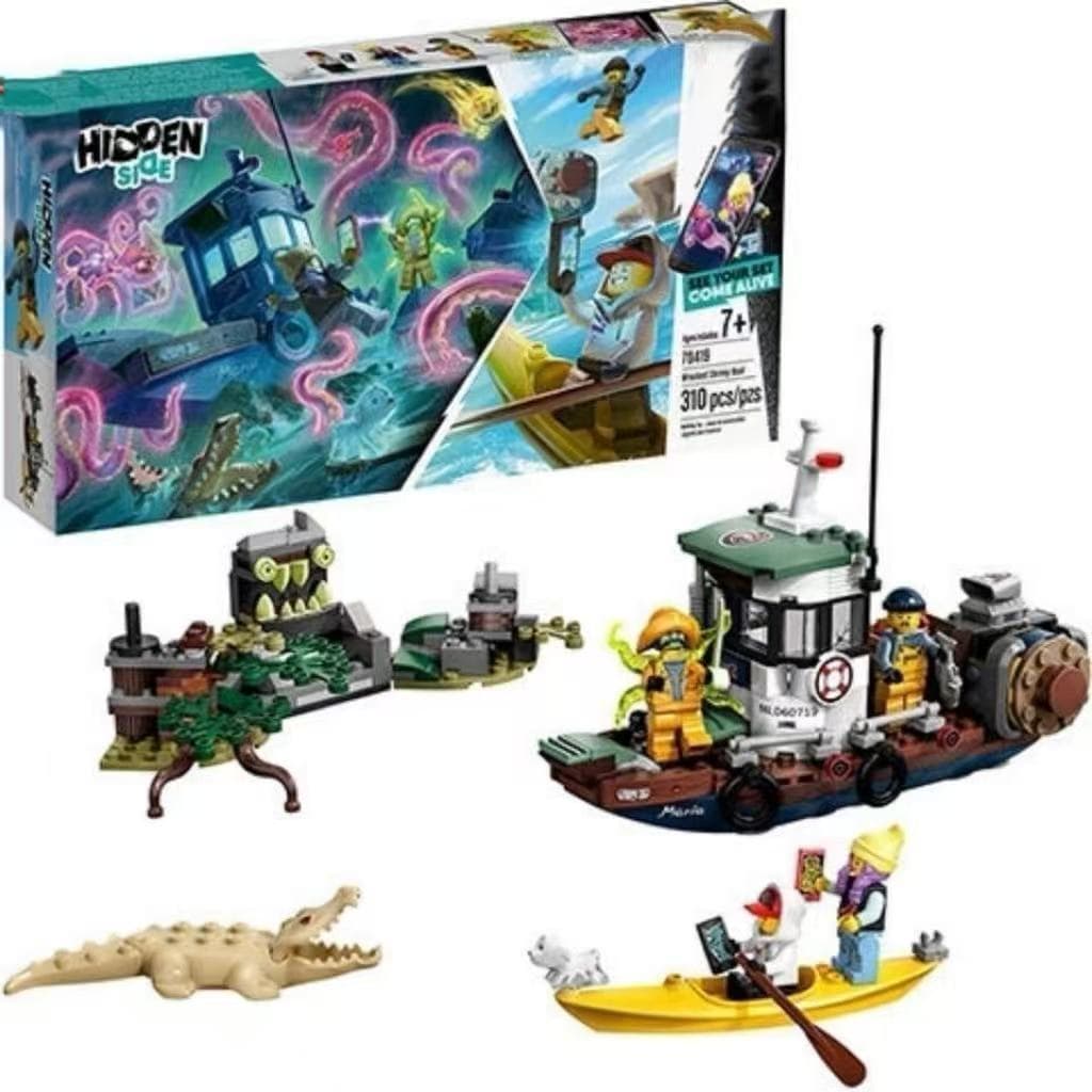 Compatível com a série de blocos de montar LEGO 70419 Mistério Fantasma Iate Desaparecido Brinquedo de Montar para Menin
