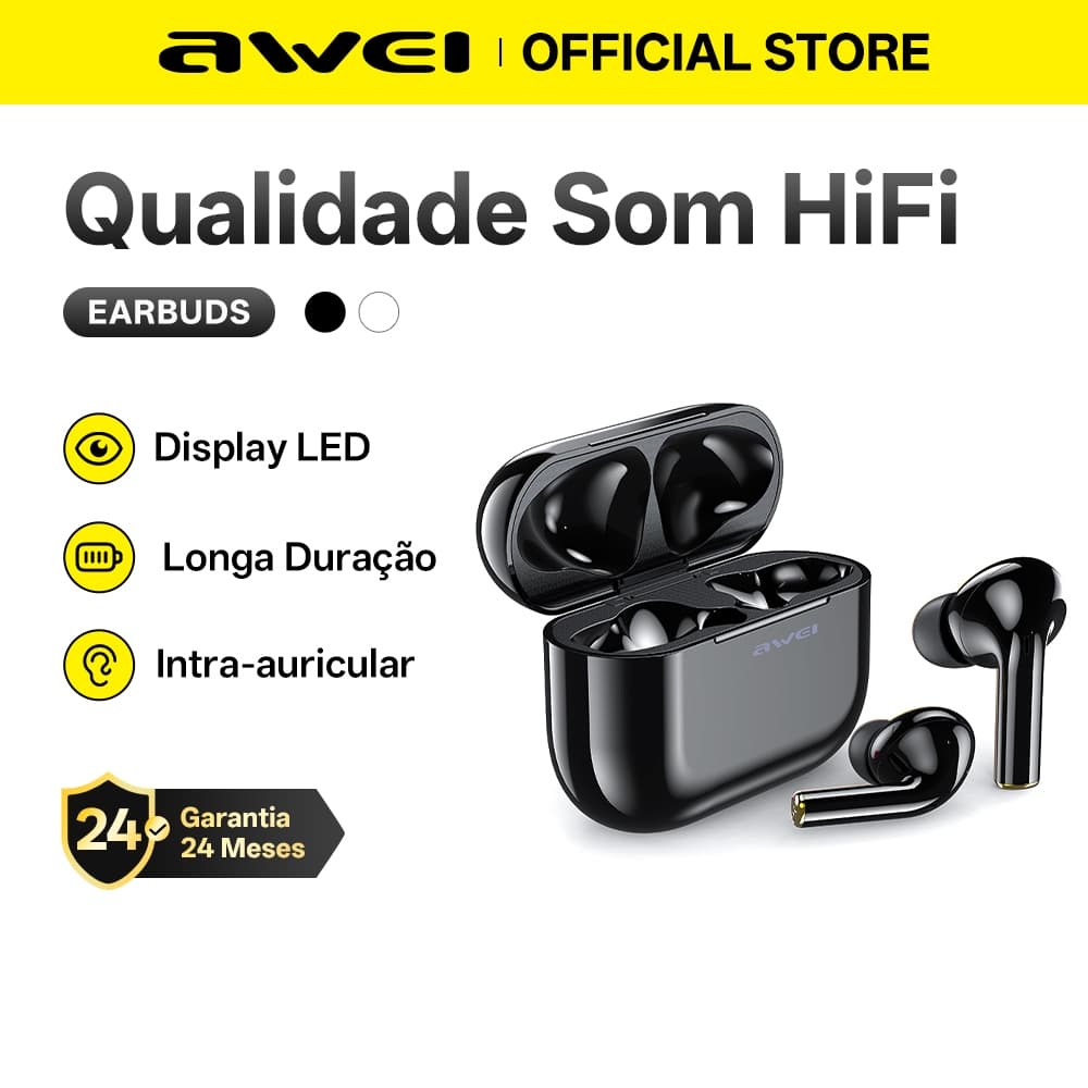 Fone Bluetooth Awei T29P Sem Fio Bluetooth TWS Com Microfone Touch À Prova D'água IPX6