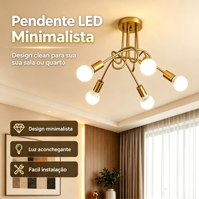 Luminária de Teto Plafon Assimétrico Laço 3 Lâmpadas E27 Lustre para sala salão cozinha