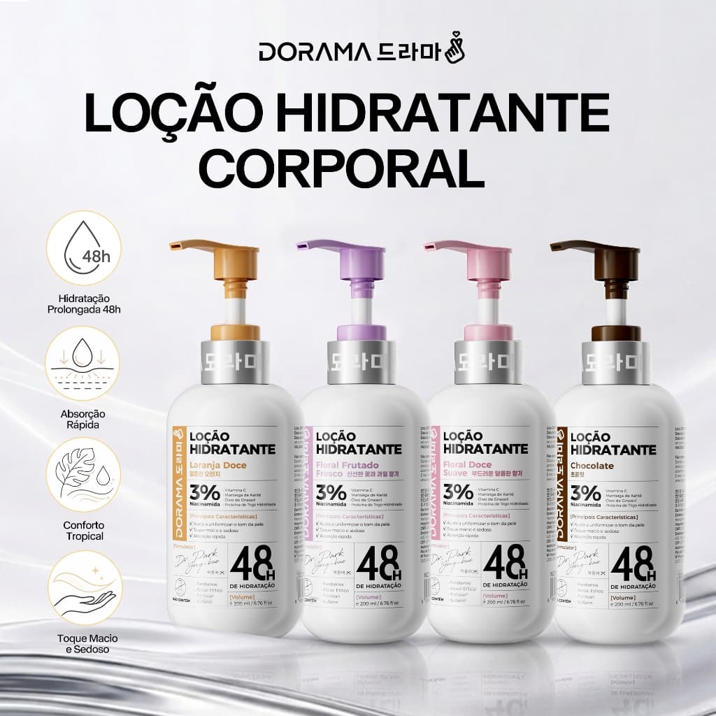 DORAMA Loção Hidratante Corporal Niacinamida 3% e Vitamina C Uniformizador e Antioxidante 200ml