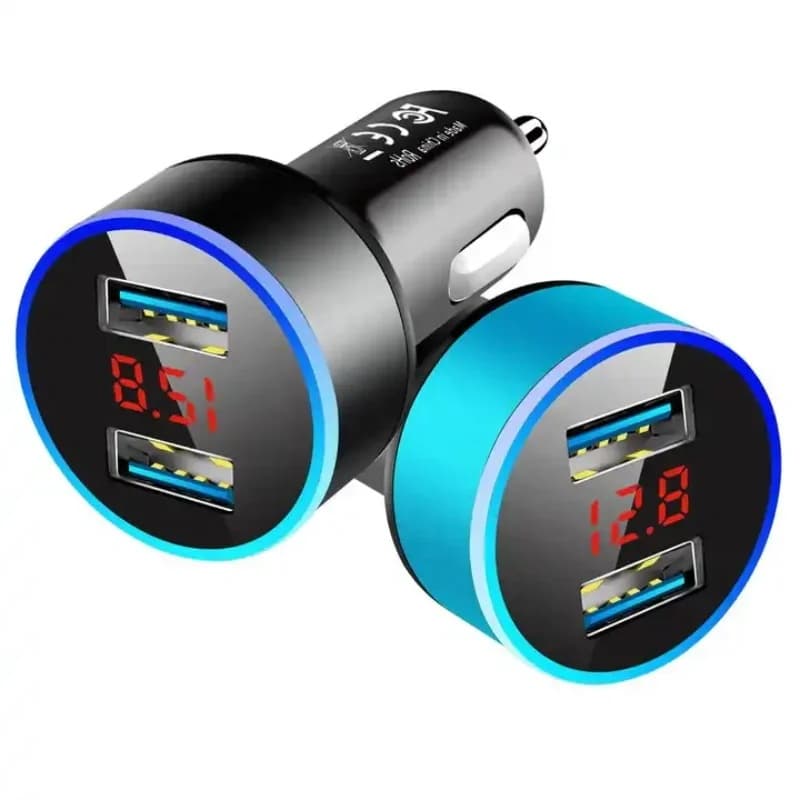 Carregador Veicular Rápido USB Duplo 3.1A Display LED Adaptador Isqueiro para iPhone Samsung