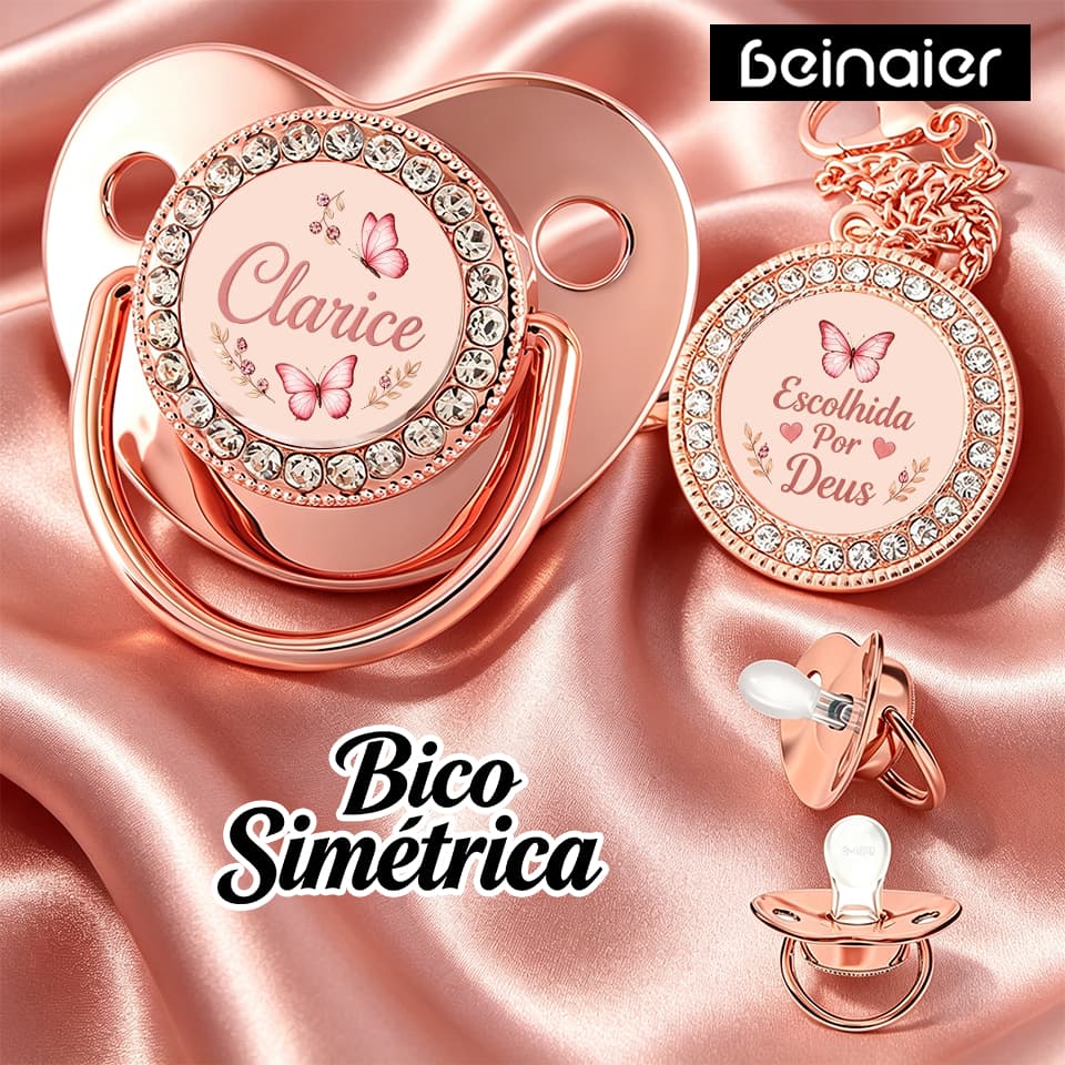 Kit Chupeta de Bebê Personalizada com Foto e Nome,Bico Simétrica,0 a 18 meses/RN,BPA Free