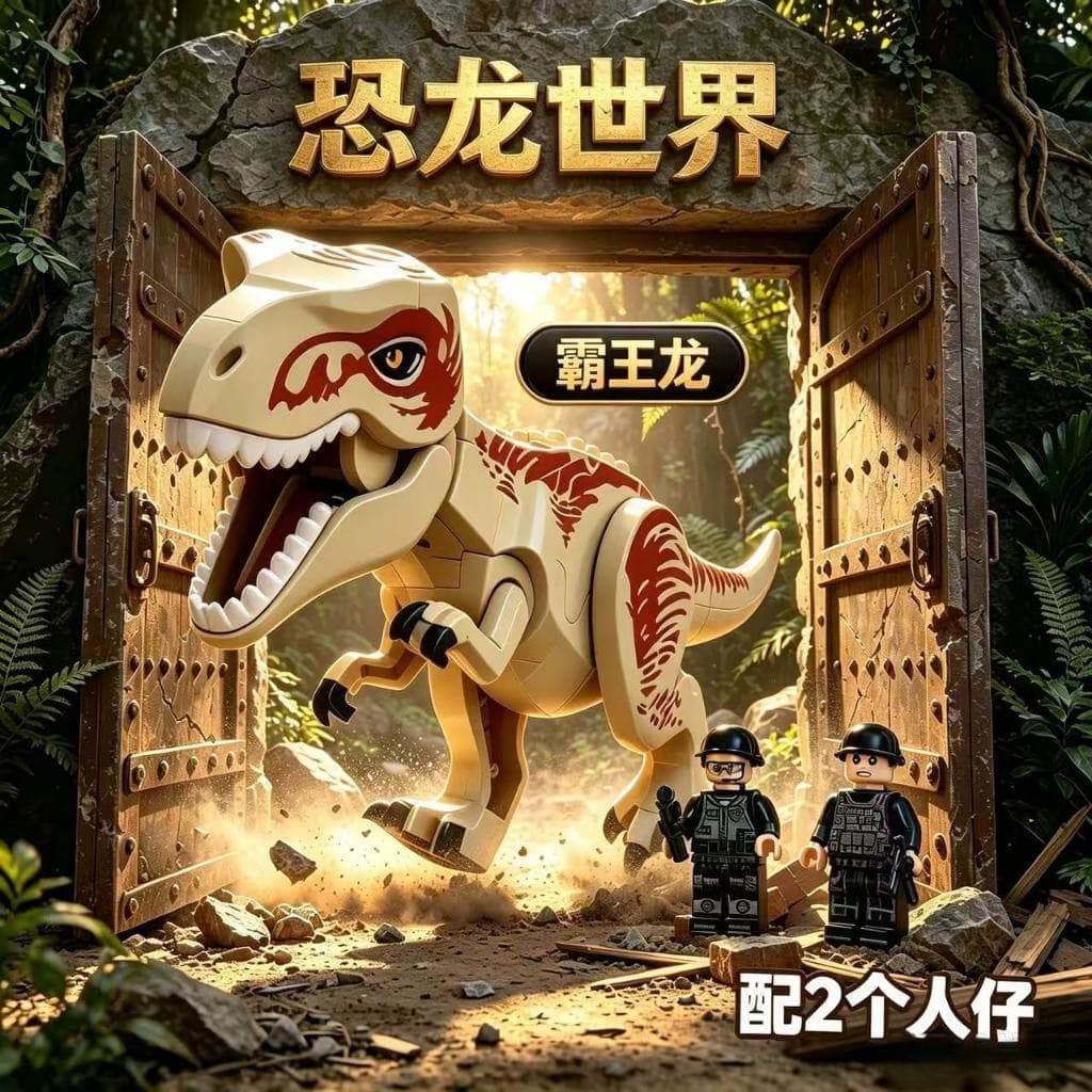 Conjunto de 500 blocos de LEGO, Mundo dos Dinossauros, Tiranossauro e Velociraptor, brinquedo de montar para meninos