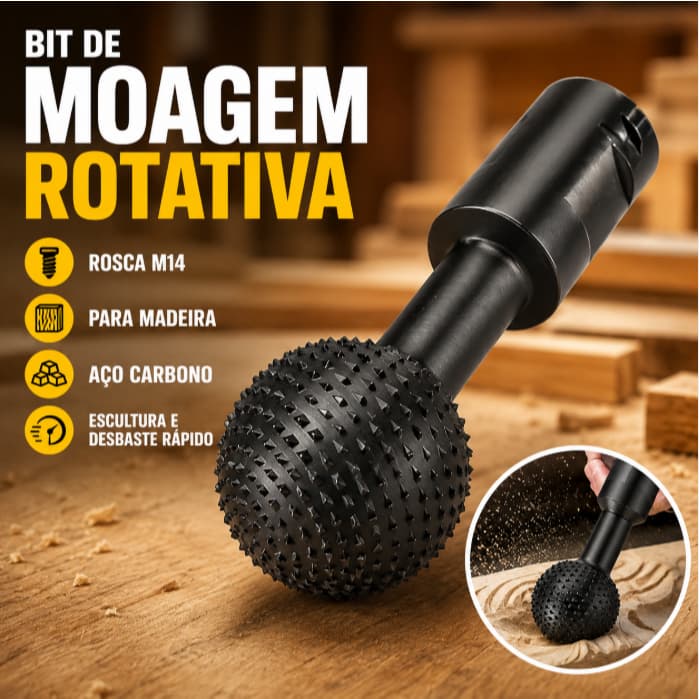 Broca Esférica Rotativa M14 Bola Grosa Lima Angular Desbaste Escultura Madeira Para Esmerilhadeira
