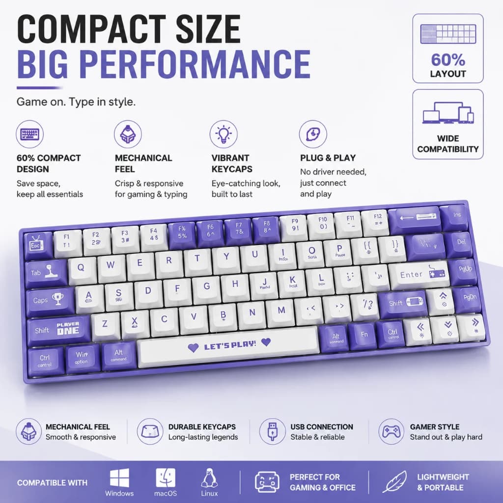 Teclado Mecânico Para Jogos Com Fio AK680 68 Teclas Trocáveis Quentes Ergonômico Escritório E Esportes Eletrônicos