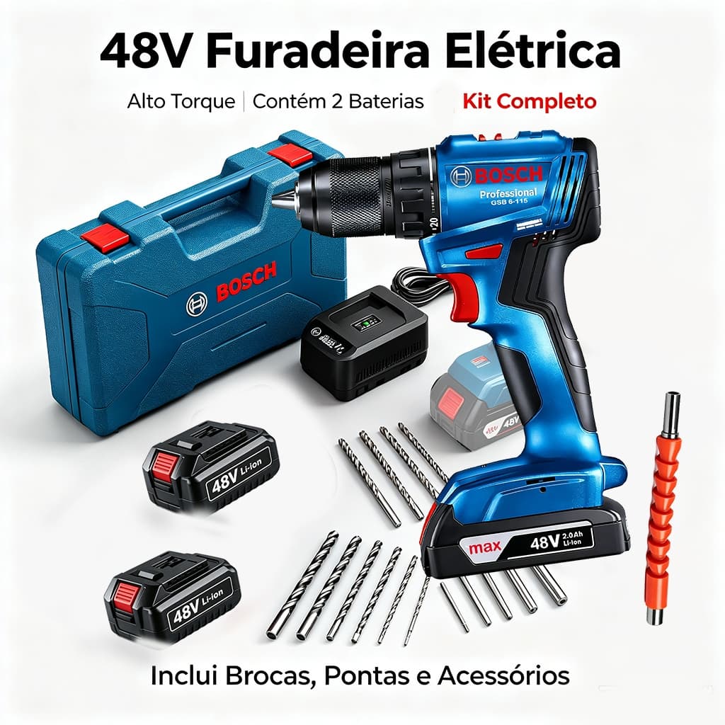 bosch Original Furadeira parafusadeira 48V Profissional elétrica Furadeira de Impacto parafusadeira a bateria