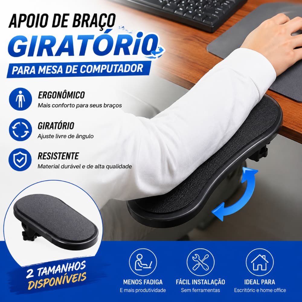 Apoio Ergonômico Para Antebraço Com Fixação Em Mesa De Gamer Computador Notebook