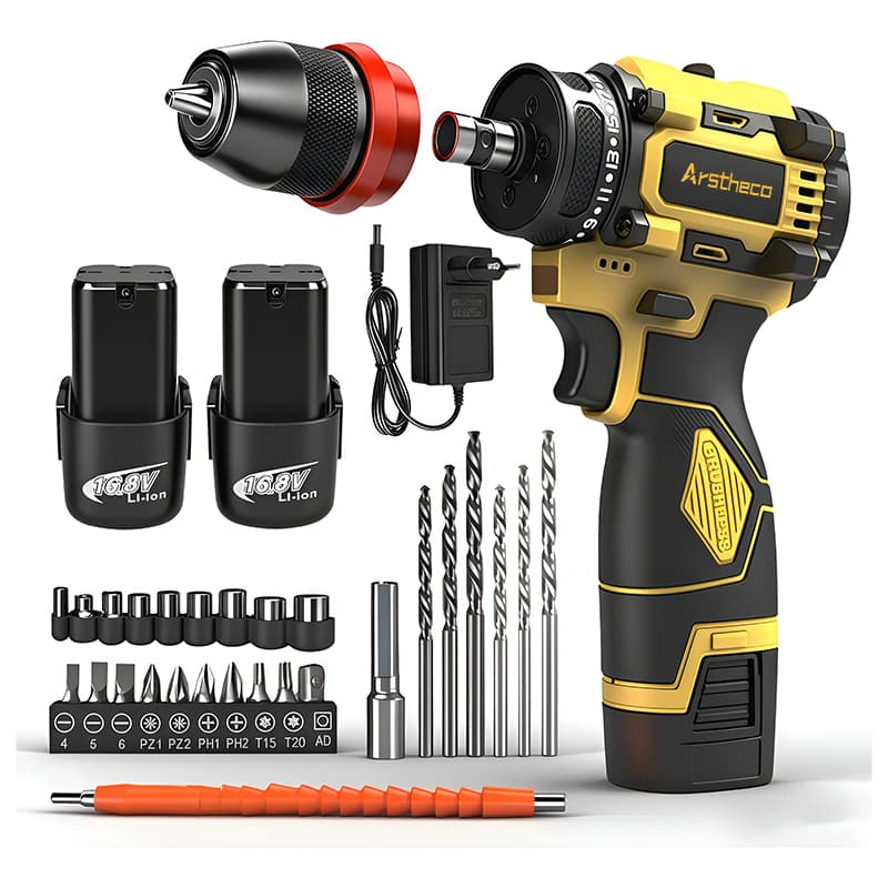 Furadeira Parafusadeira 2 bateria 16.8 volts 3/8'  2200rpm  brushless GEELE