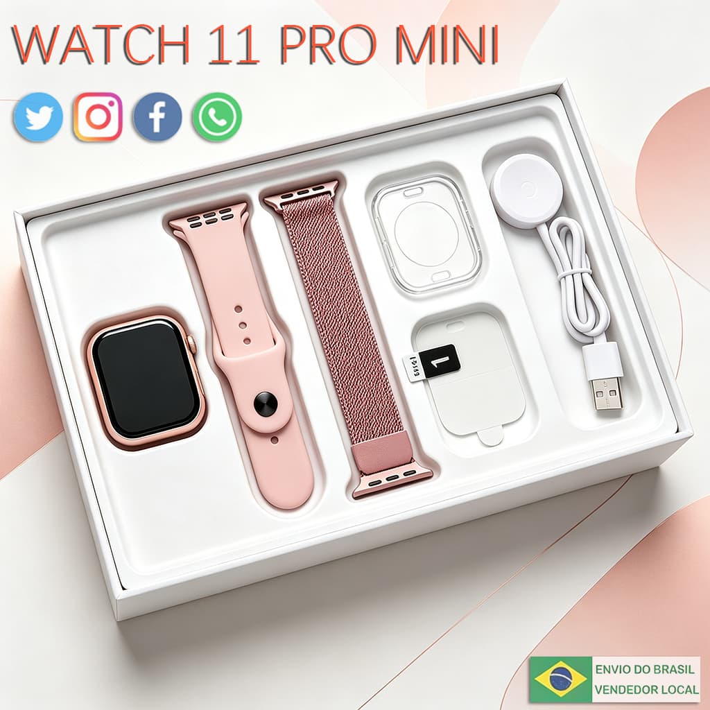 2026 Novo Smartwatch S11 Pro Mini com Pressão Chamada Bluetooth Calculadora Esportivo Unissex Compatível iOS/Android