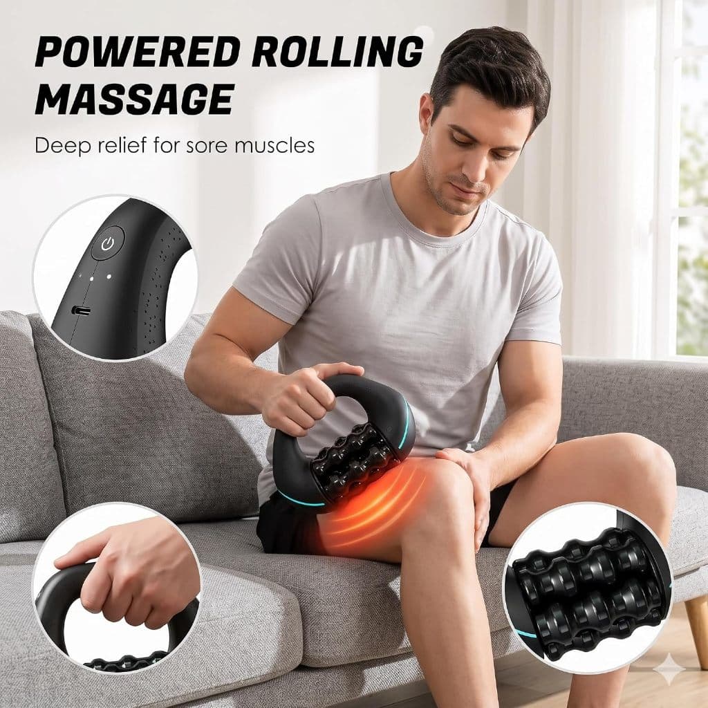 Massageador Elétrico Recarregável 3 Velocidades Roller Percussivo Alívio Muscular Corpo Inteiro