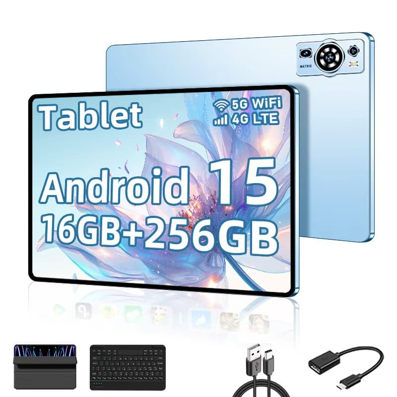 Android 15 Tablet PC 10.1 polegadas com capa protetora Memória operacional de 16 GB + armazenamento corporal de 256 GB