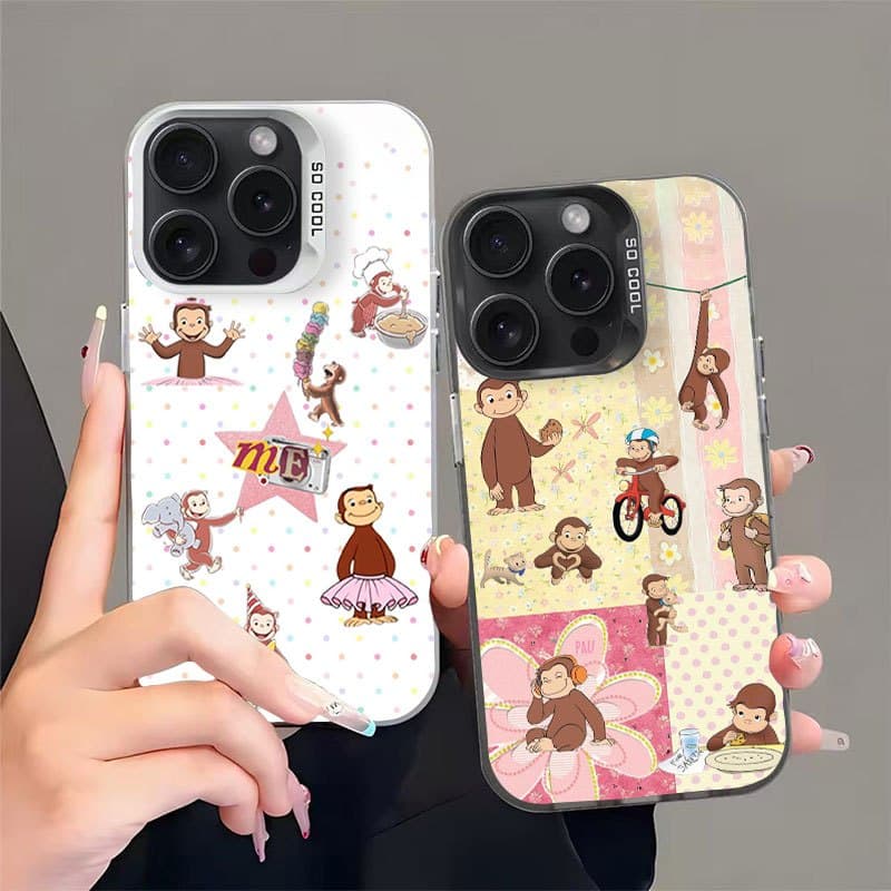 Anticolisão Capinha para iPhone17/16/15/14/13/12 Pro Max Normal Capa de celular George o macaco amarelo Anti-derrapante