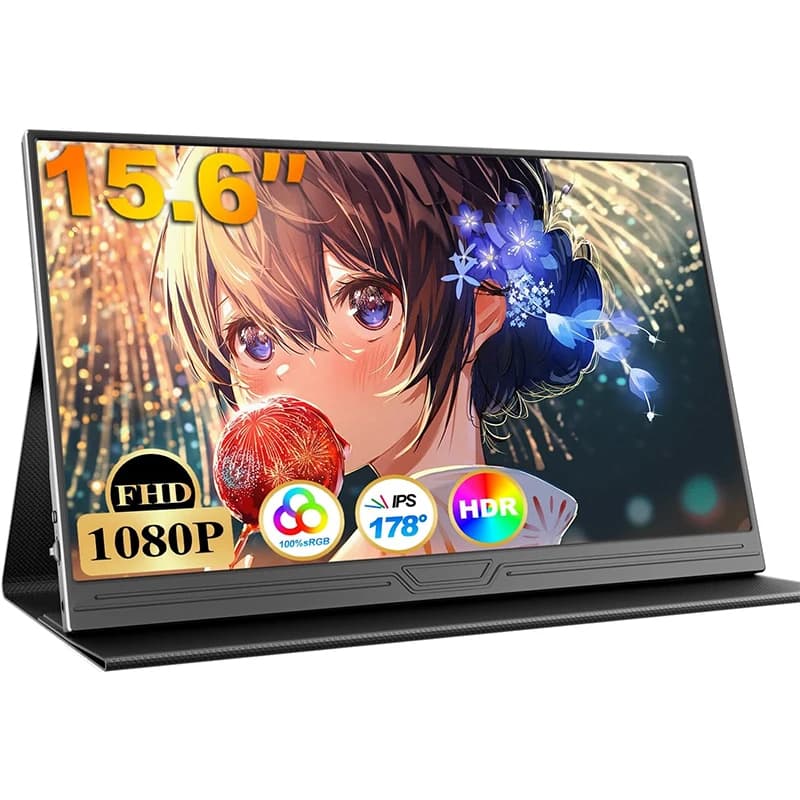 Monitor Gamer Portátil 15,6" 1080P IPS Type-C/HDMI Laptop,100% sRGB,para Mac, PC, Switch e PlayStation