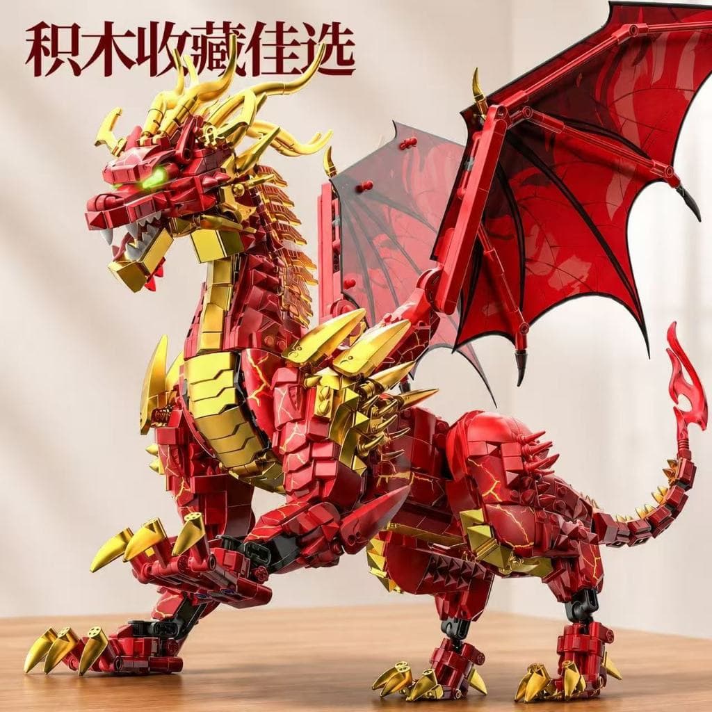 3.000 peças compatíveis com blocos de LEGO, dragão grande com articulações móveis, brinquedo de montar ideal para menino