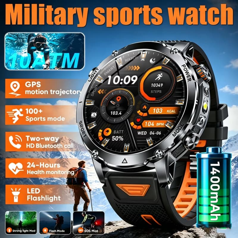 2026 AK106 Ultra 1400mAh Bateria Militar Smartwatch Relógio Inteligente 10ATM À Prova Dwaterproof Água Freqüência Cardía