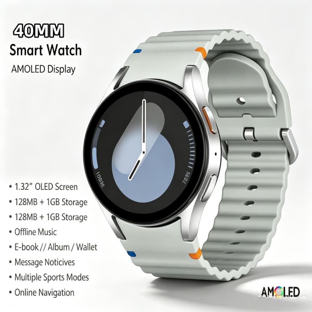 Novo Relógio GPS Para Galaxy watch 7 Mini 40MM AOD Tela AMOLED 1GB Álbum De Áudio local E Rastreador De Chamada Bluetoot