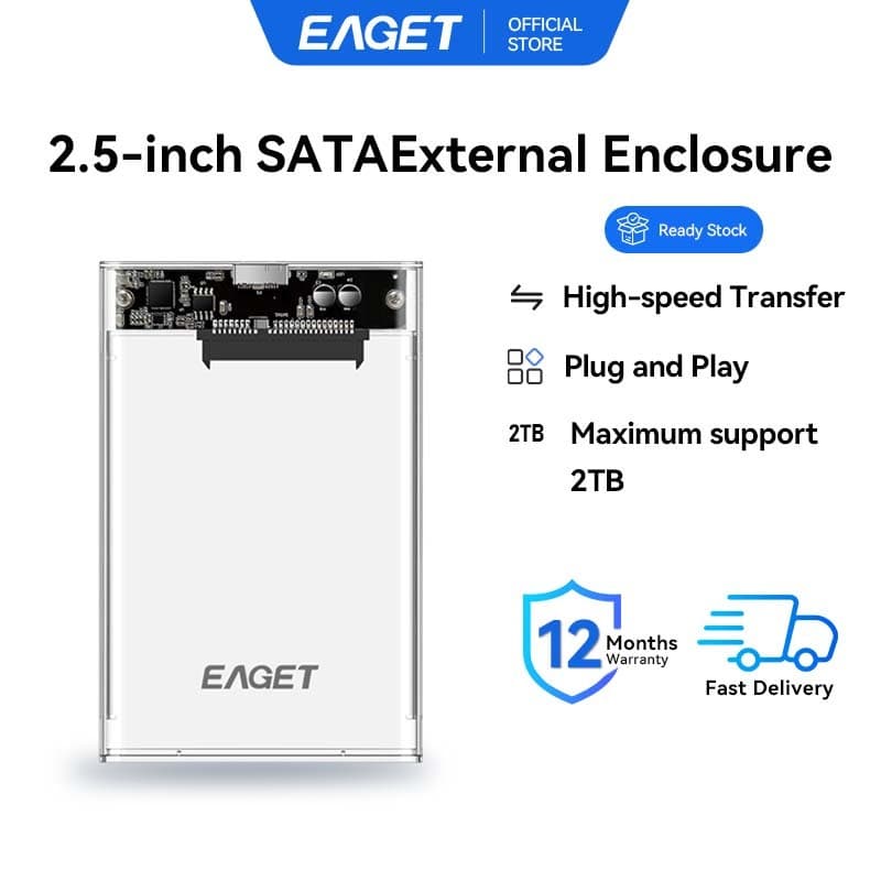 EAGET E10/E11 Transparente 2.5 Polegadas SATA HDD SSD Gabinete USB3.0 5Gbps Disco Rígido Externo Caso Max 2TB