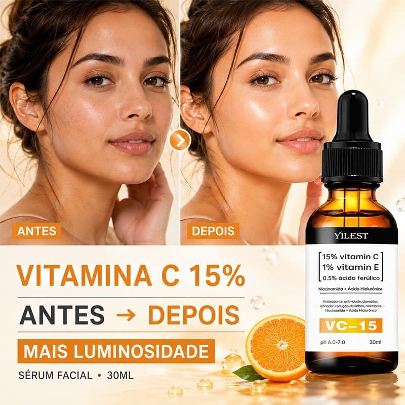 YILEST Serum vitamina c clareador vitamina e 30ml Remover sardas hidratante facial antienvelhecimento facial