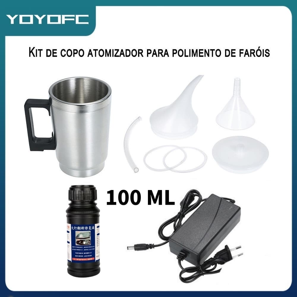 Polímero revitalizante para vidro de farol de carro 100ml com conjunto de copo atomizador de vapor