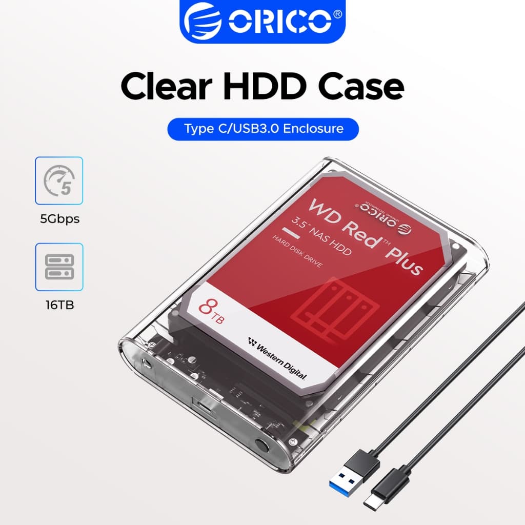 ORICO Gabinete De Disco Rígido Externo De 2.5'USB 3.0 Para SATA III Caixa Transparente Sem Ferramentas HDD SSD De 3.5 Po