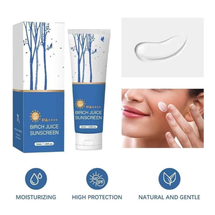 Protetor solar de suco de bétula FPS50+-- Protetor solar Facial hidratante diário, proteção UVA/UVB,