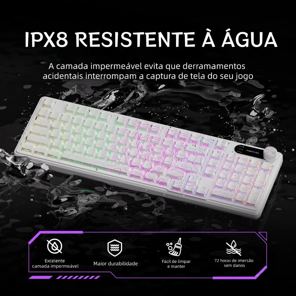 Teclado Semi-mecânico 12 tipos de efeito de luz RGB à prova d'água mudo USB Layout americano adequado para jogos e escri