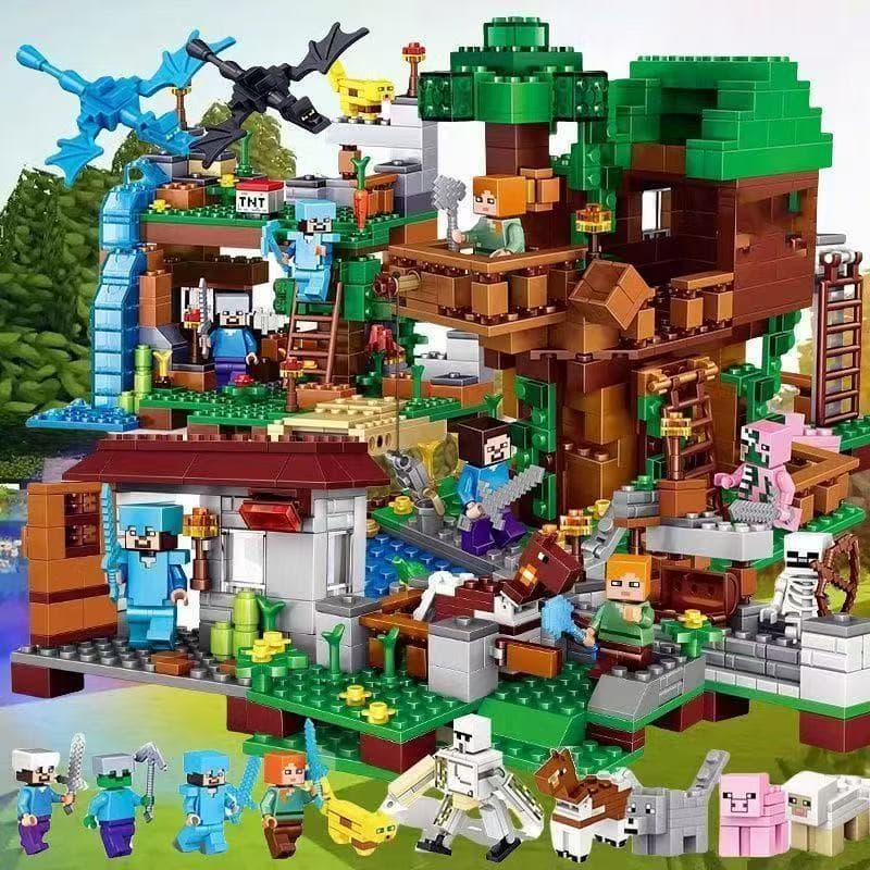 2000 peças compatíveis com LEGO Mundo Pixel Casa de Steve Brinquedo Educativo de Montar para Meninos com Moinho