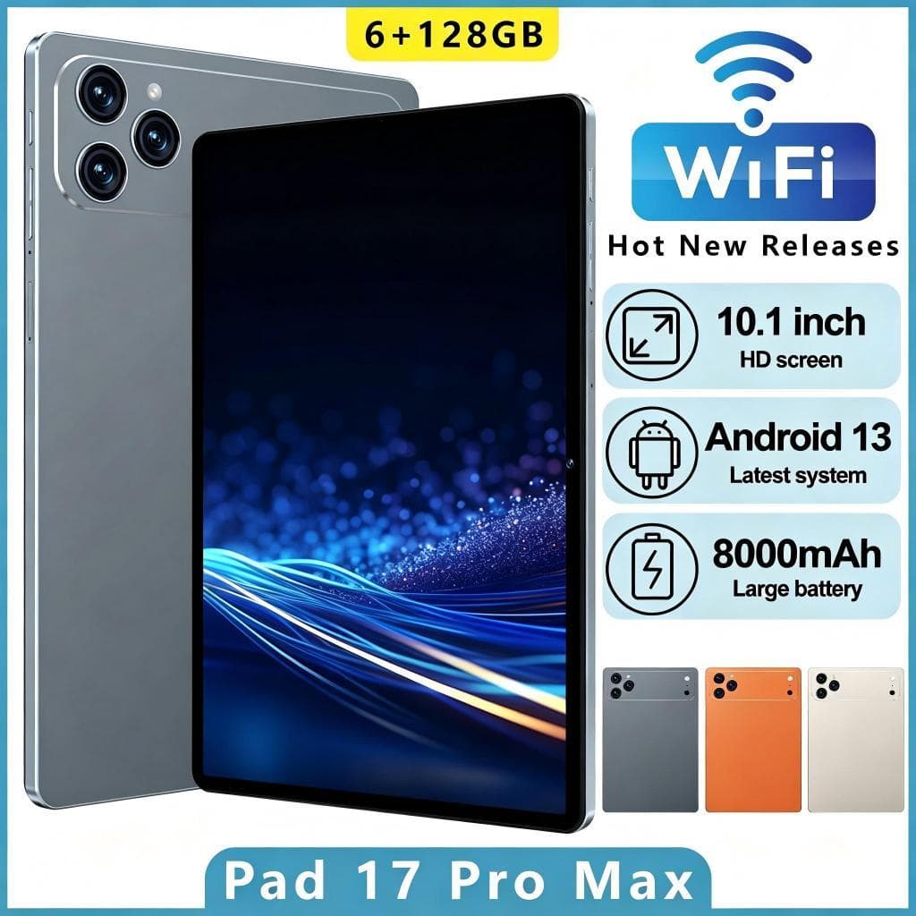 Tablet 10.1 com Kit Completo Teclado Mouse Capa, 6GB 128GB, Android 13, Câmera 50MP, Bateria 8000mAh, 4G 5G Wi-Fi, Posit