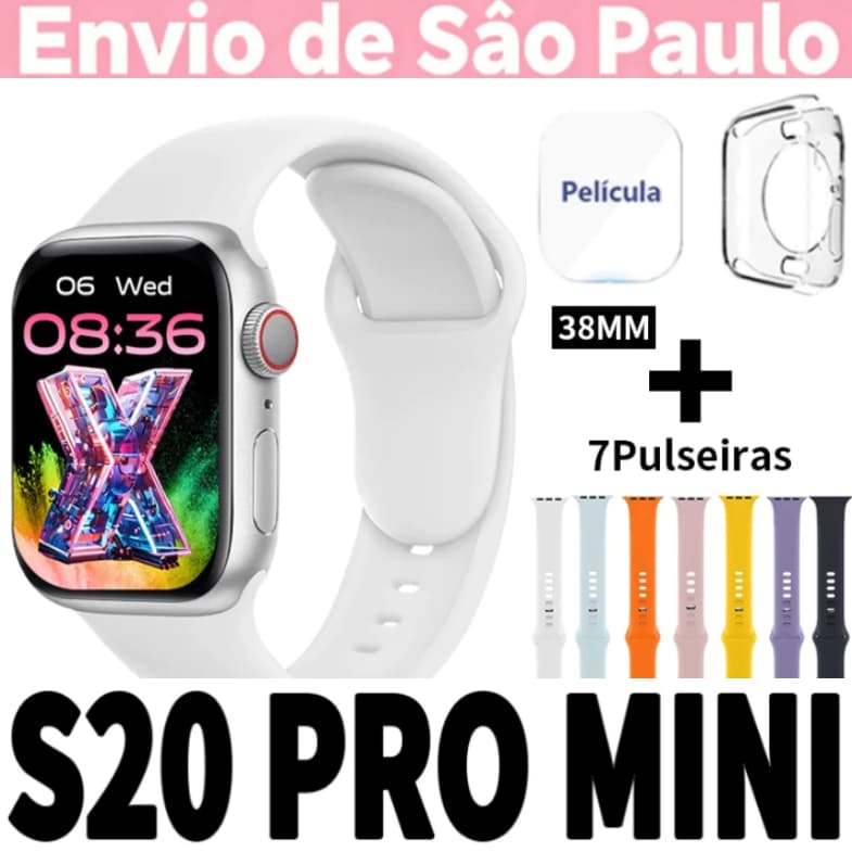 [7 Pulseiras+] Oferta Especial Smartwatch S20 PRO/MINI Unisex Chamada Bluetooth Original Relogio Inteligente presente