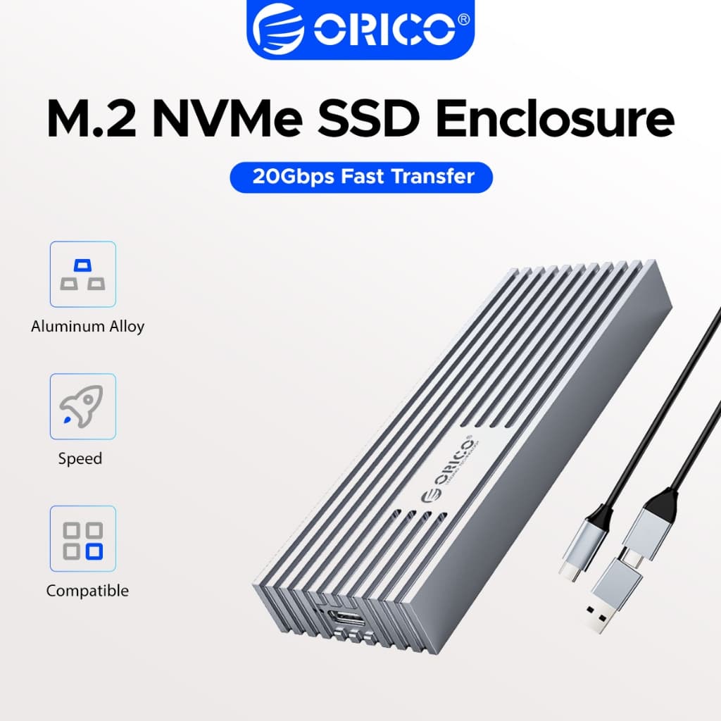 Gabinete SSD M . 2 NVMe 20 Gbps USB3.2 Gen2x2 Type-C Caixa De Disco Rígido Externo Portátil Com Resfriamento De Liga De 