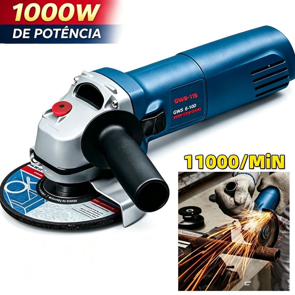 Bosh esmerilhadeira lixadeira 220V_127V GWS6-100 Esmerilhadeira Angular Profissional 1000W