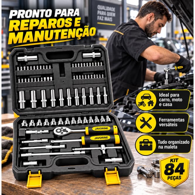84 Peças Jogo De Chave Catraca Caixa De Ferramentas Completa Reversível Soquetes Maleta