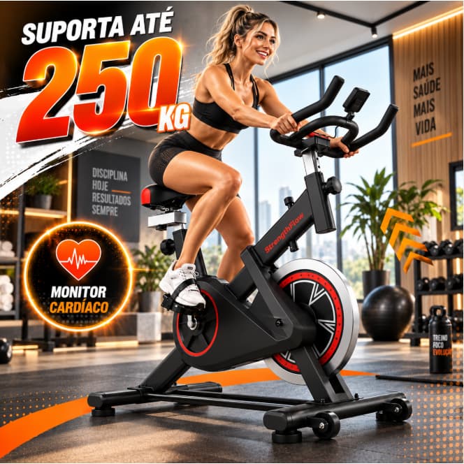 Bicicleta Bike Ergometrica Spinning Detecção De Frequência Cardíaca Academia Fitness Profissional 250kg