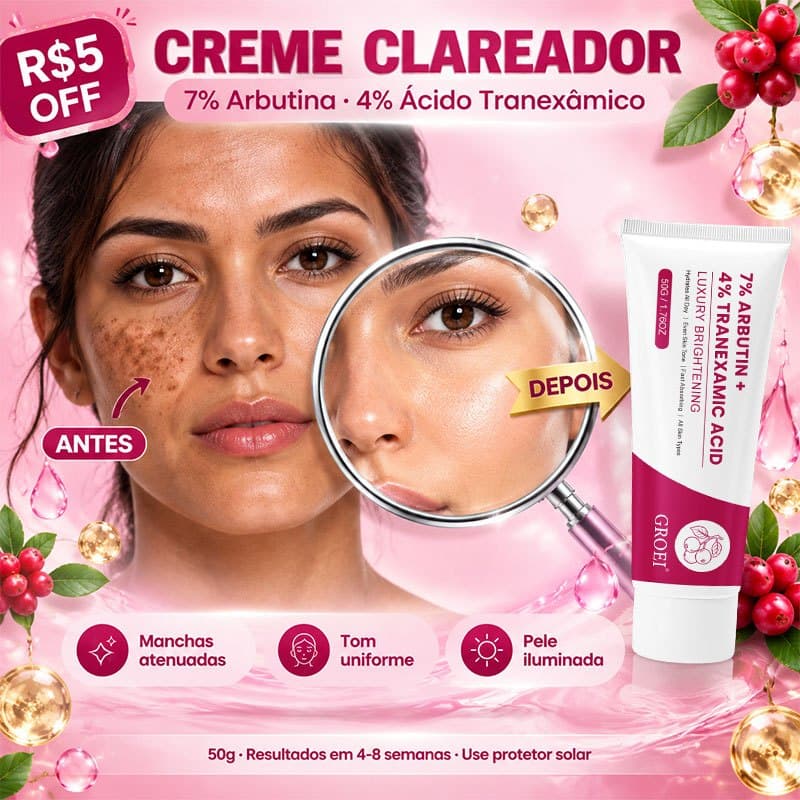 GROEI Arbutina Creme clareador de manchas uniformizar o tom da pele 50g hidratante facial anti rugas anti idade