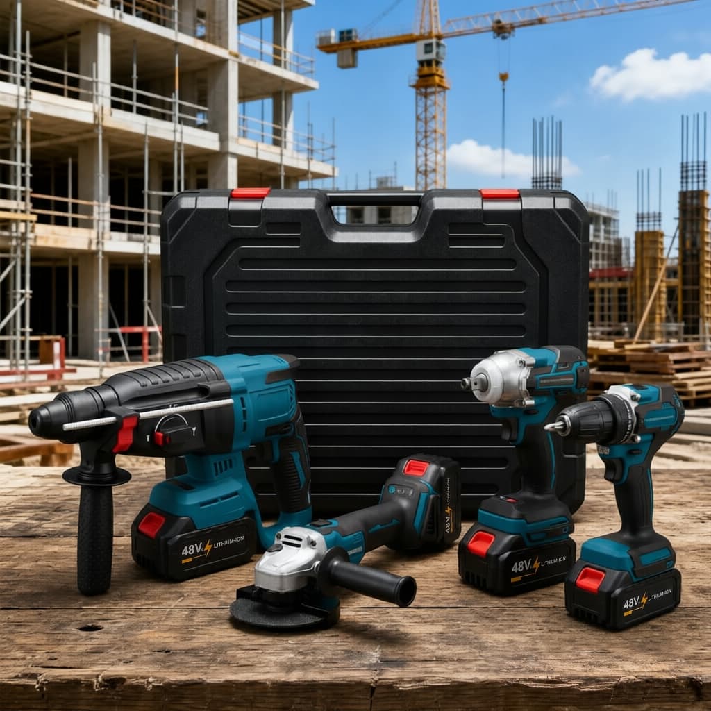 Kit De Ferramentas 4 Em 1 | Bateria De Lítio De Martelo Rotativo 48V Sem Escova , Conjunto Completo Com Caixa , 4 Ou 2 B