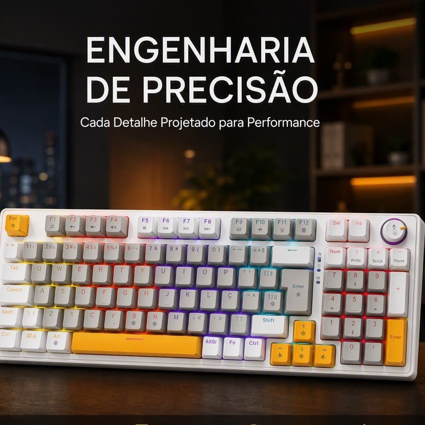 Layout ABNT2 do teclado mecânico de 97 teclas, tecla Anti-fantasma do eixo vermelho do efeito de luz RGB com teclado peq