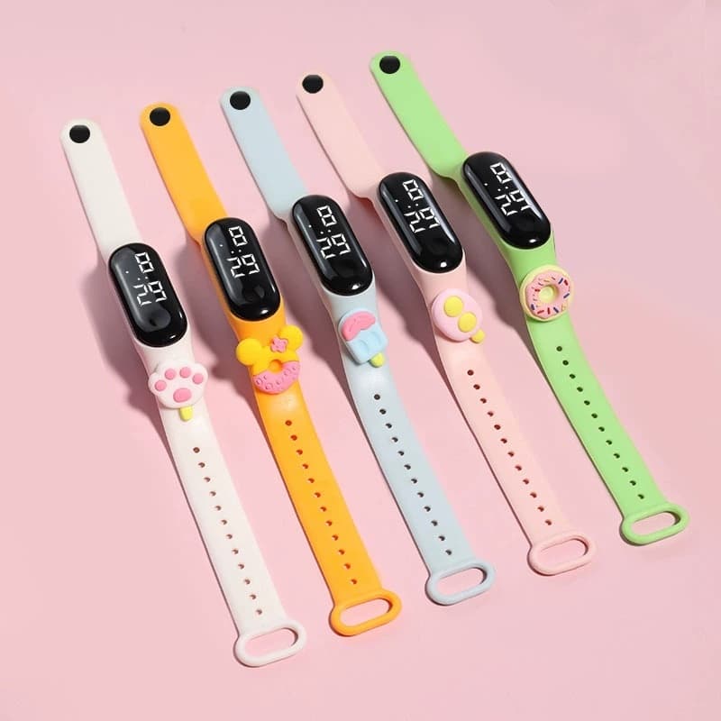 Smartwatch Relógio Inteligente Multicolorido Para Crianças Menino Menina Moda LED Relógios De Pulso Digitais Pulseira De