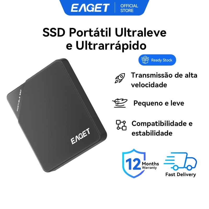 Unidade De Estado Sólido Externa Portátil EAGET M9 USB-C 240 Gb 480 1 Tb