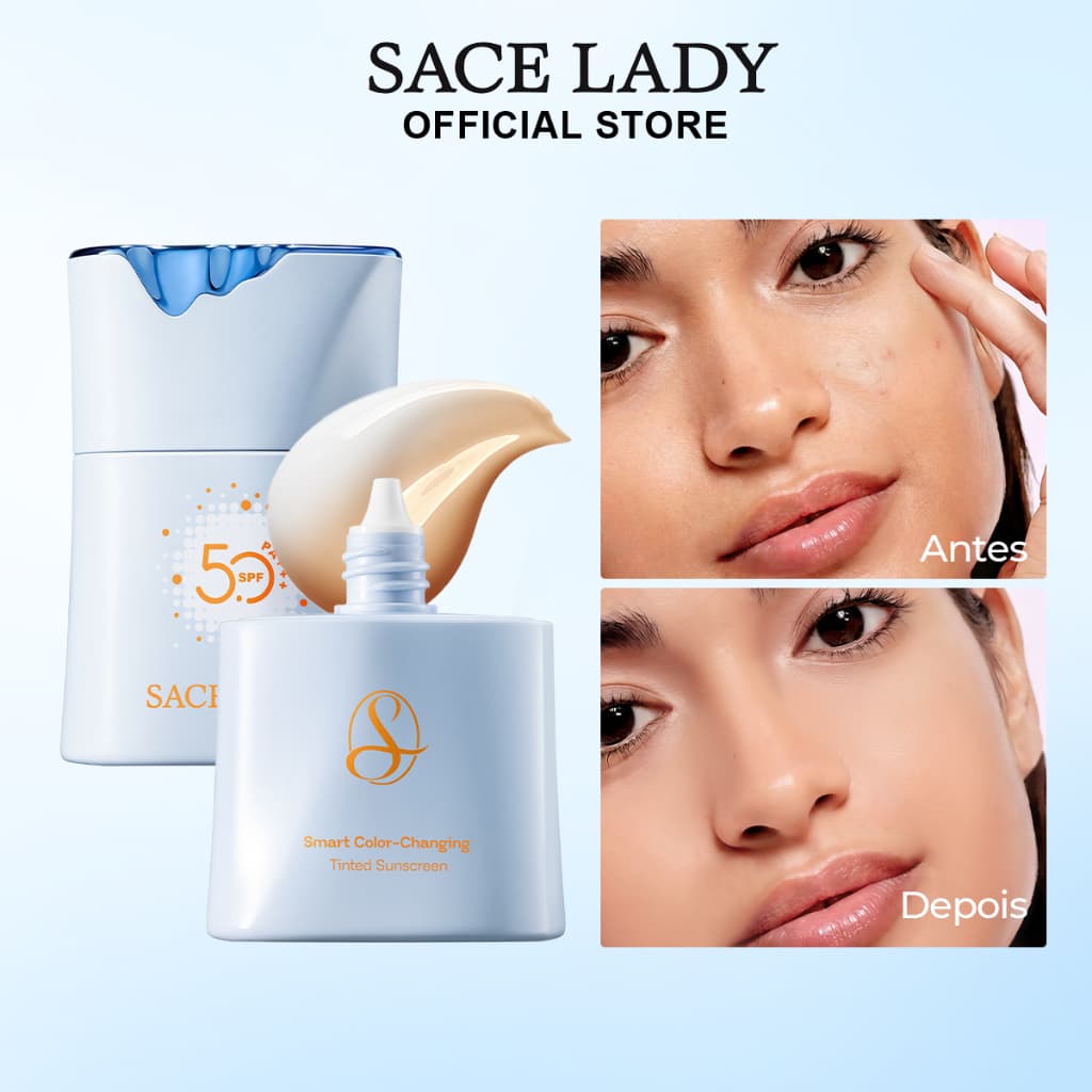 Base Líquida SACE LADY Cor Adaptável Cobertura Média Prova D'água FPS50 Maquiagem