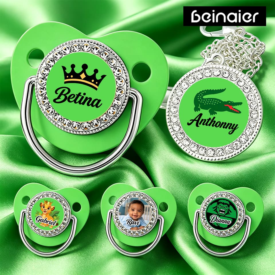 Kit de chupetas para bebês, com o nome e a foto do bebê personalizados, indicado para 0 a 36 meses